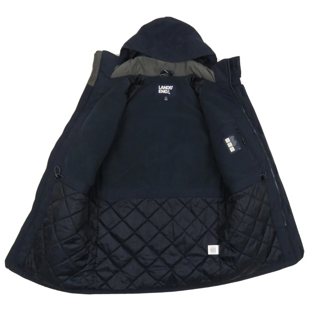 Lands End Waterproof Windproof Insulated Mens Hooded Full Zip Parka Jacket S - Picture 4 of 11